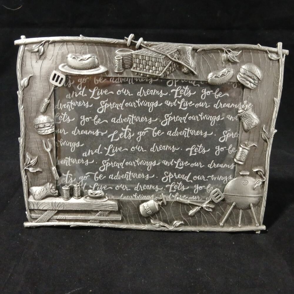 Metal Picnic BBQ Family Father Picture Frame 5x7